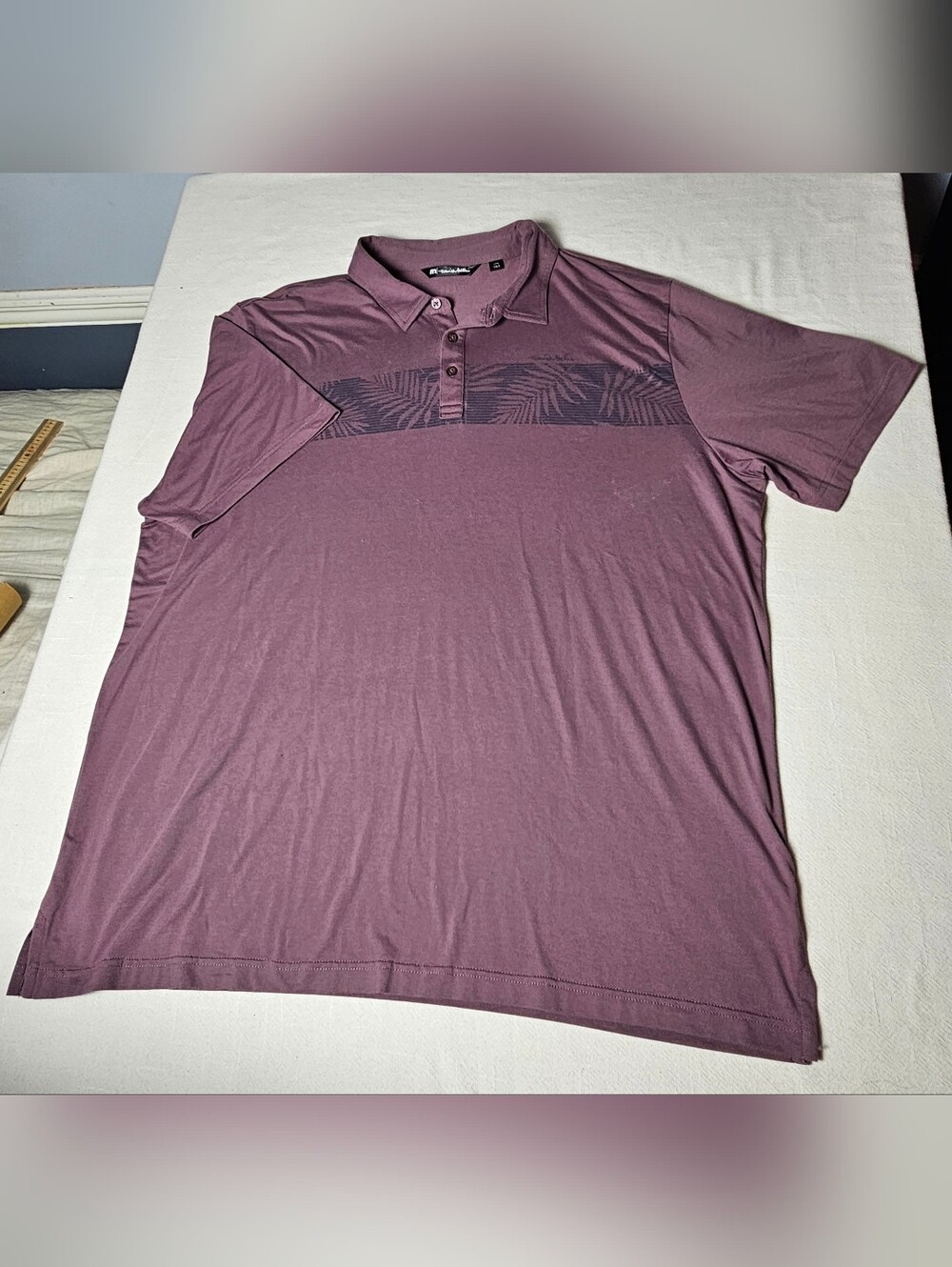 Travis Mathew "The Heather Localism" Leaf Stripe Golf Polo Mens Size XXL Purple